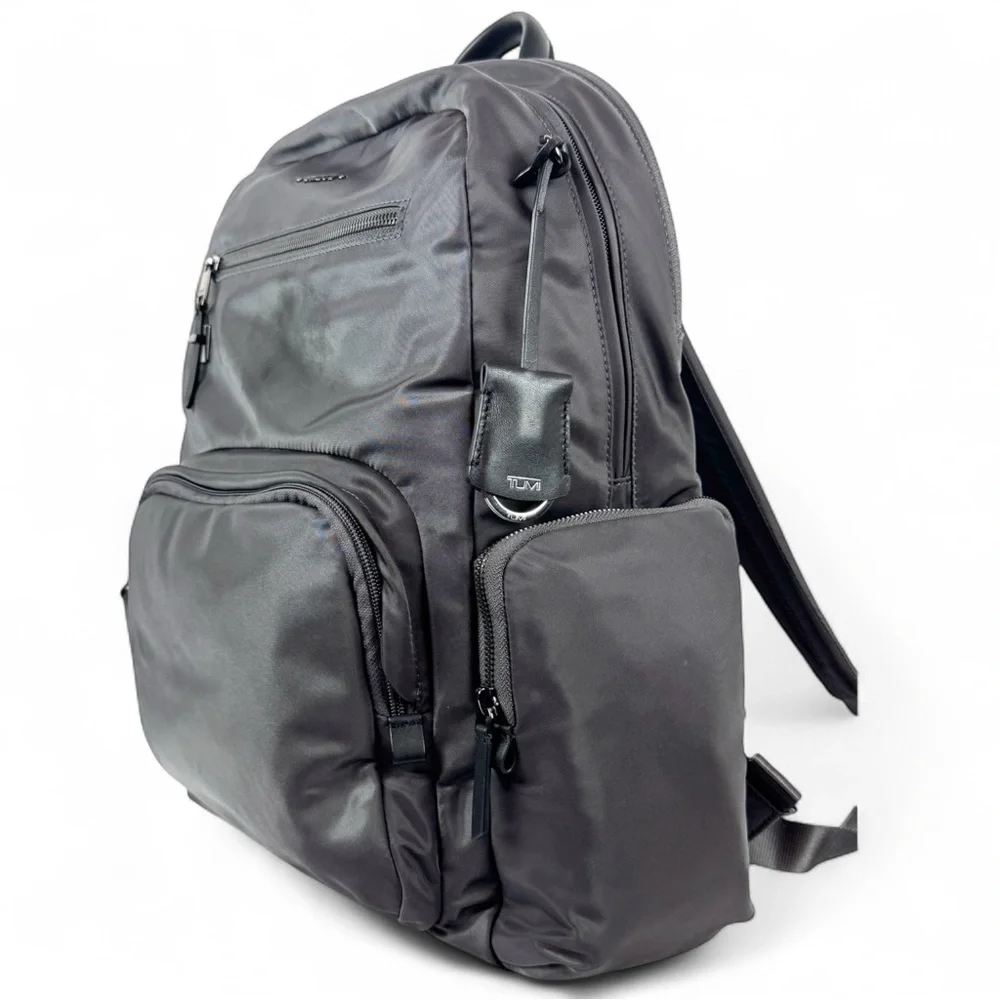 Tumi Voyageur Carson Backpack. Iron (Gray) with Black Leather Trim - Picture 3 of 14